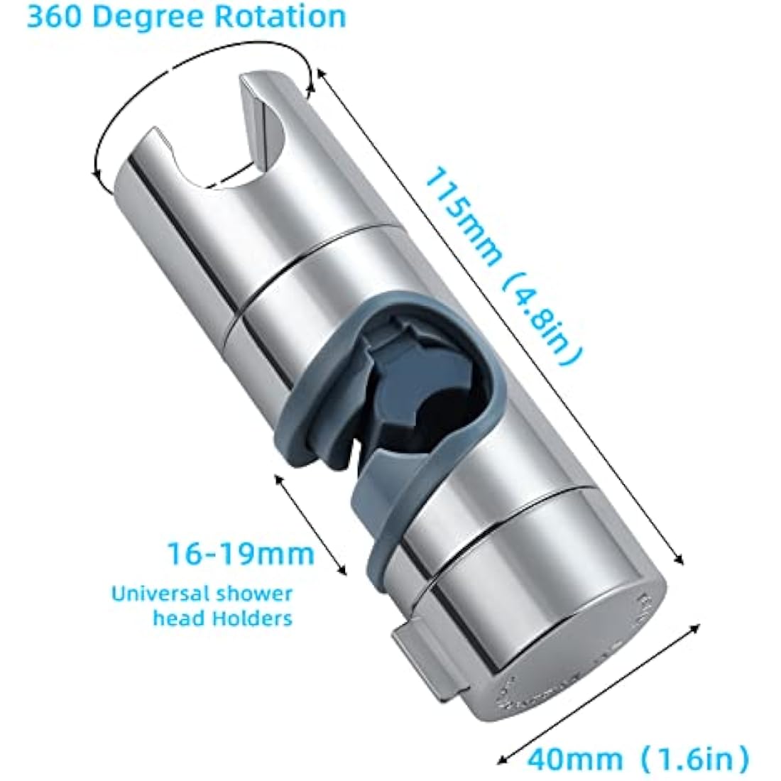 Shower Head Holders, BBLIKE Hand Shower Bracket Replacement 16-19MM Adjustable Replacement Shower Holder Chrome Plated Shower Bracket (16-19mm), Grey