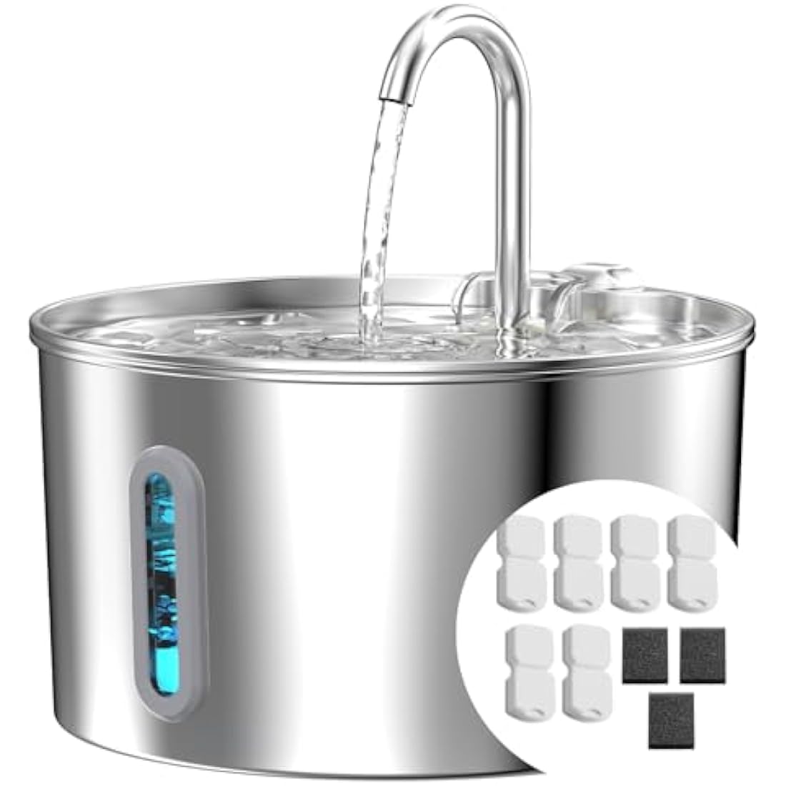 KOOGMOON Cat Fountain: 2.2L Stainless Steel - Quiet, Compact, Easy to Clean - For Cats