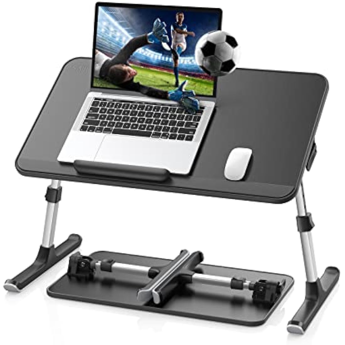 Lap Desk, SAIJI Bed Table, Thick Stable Feet, Height and Angle Adjustable, Enough Mouse Space, up to 17'' Laptop, for Homeoffice, Breakfast, Study (Black, 52 * 30cm)