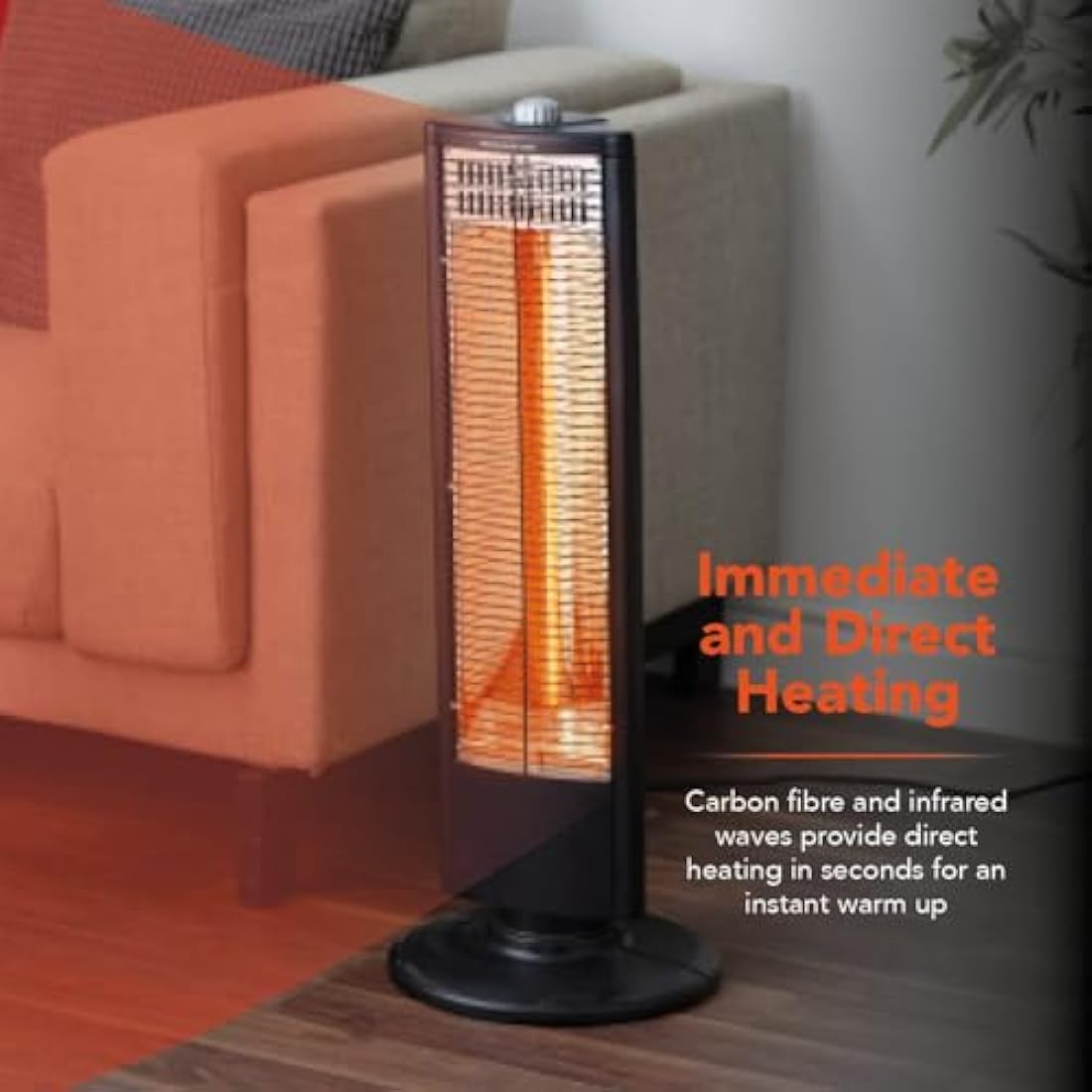 Warmlite WL42013 Infrared Heater with Oscillation, Overheat Protection, Black