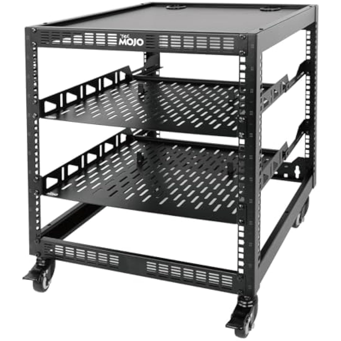 Tecmojo 12U Open Frame Network Rack, 19" Compatible, Floor Standing and Wall Mountable, with 2x 1U Server Shelf & Mounting Hardware, AV & IT Equipment Rack for for Office/Home