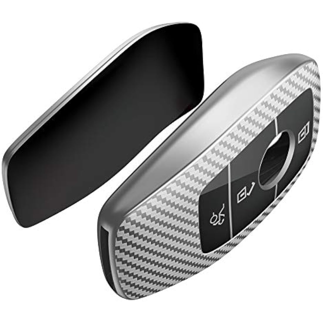 OATSBASF Car Key Cover Compatible with Mercedes Benz,Car Key Box for Benz E Class 2017 S 2018 (Silver-Stripe)