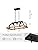 WUZUPS 3-Light Metal Pot Hanging Rack Chandelier Imitation Light Wood Grain Linear Pendant Ceiling Lighting Rustic Farmhouse Fixture Kitchen Island Dining Room, H25 x L63 x W30, E27 Base, Black