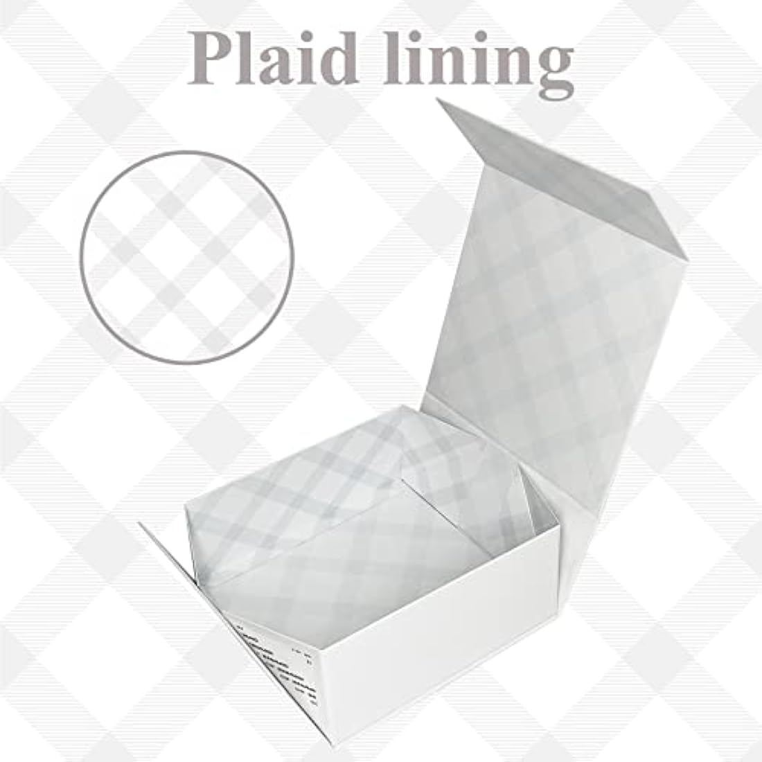 Tekhoho White Gift Box 22x22x10cm, Premium Present Box with Magnetic Lid and Ribbon for Holidays Wedding Birthday Gift Packaging, Plaid Lining