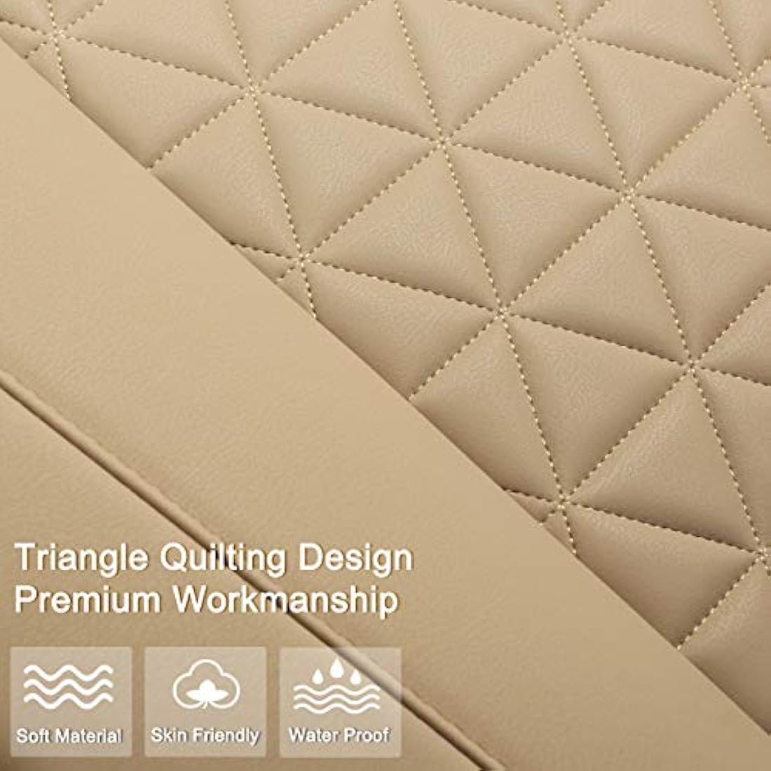 Black Panther 1 Piece Luxury PU Leather Front Car Seat Cover Protector Compatible with 95% Cars - No Heating (Saloon/SUV/Pickup Truck/Van) - Beige