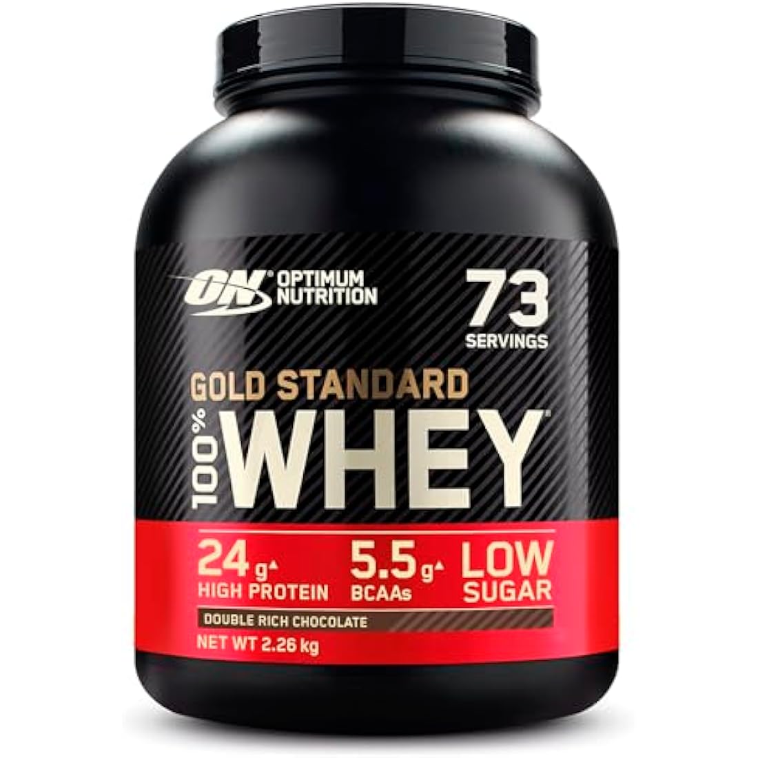 Optimum Nutrition Gold Standard 100% Whey Muscle Building and Recovery Protein Powder With Naturally Occurring Glutamine and BCAA Amino Acids, Double Rich Chocolate Flavour, 73 Servings, 2.26 kg