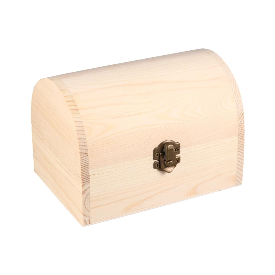 BESPORTBLE Arched Solid Handmade Wooden Box with Lock Large Multi-Function Diy Craft Storage Case for Jewelry Cosmetics and Small Items Home Office
