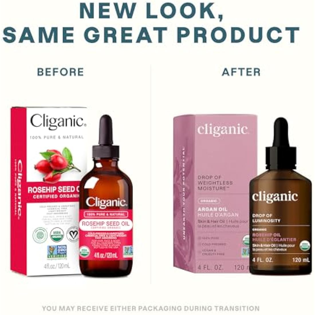USDA Organic Rosehip Oil for Face, 100% Pure | Natural Cold Pressed Unrefined, Carrier Seed Oil for Skin, Hair & Nails | Certified Organic (120ml) | Cliganic 90 Days Warranty