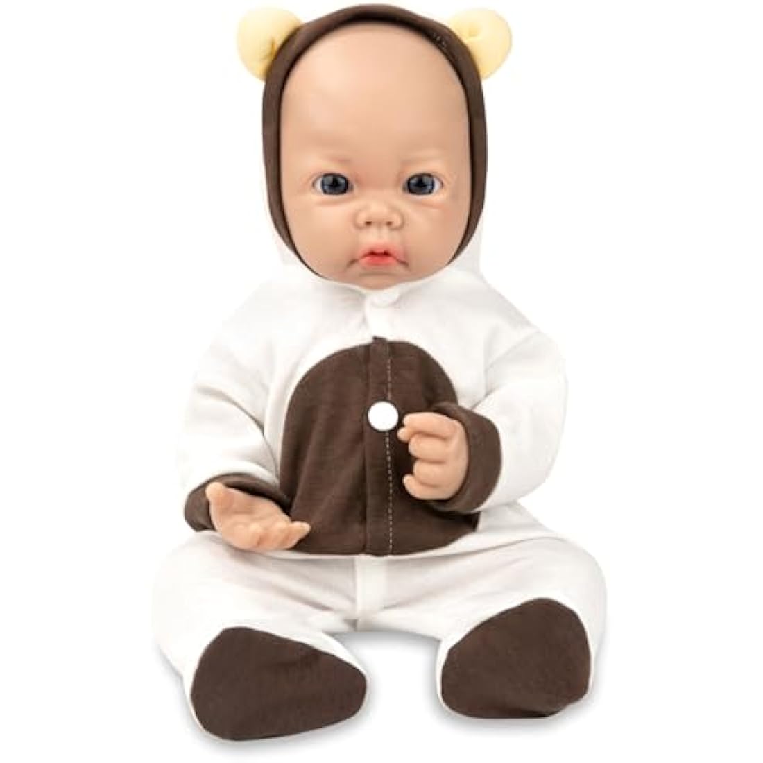 Vollence 16 inch Full Silicone Baby Doll with Open Eyes, Realistic Newborn Doll with Feeding Set for Kids - Girl