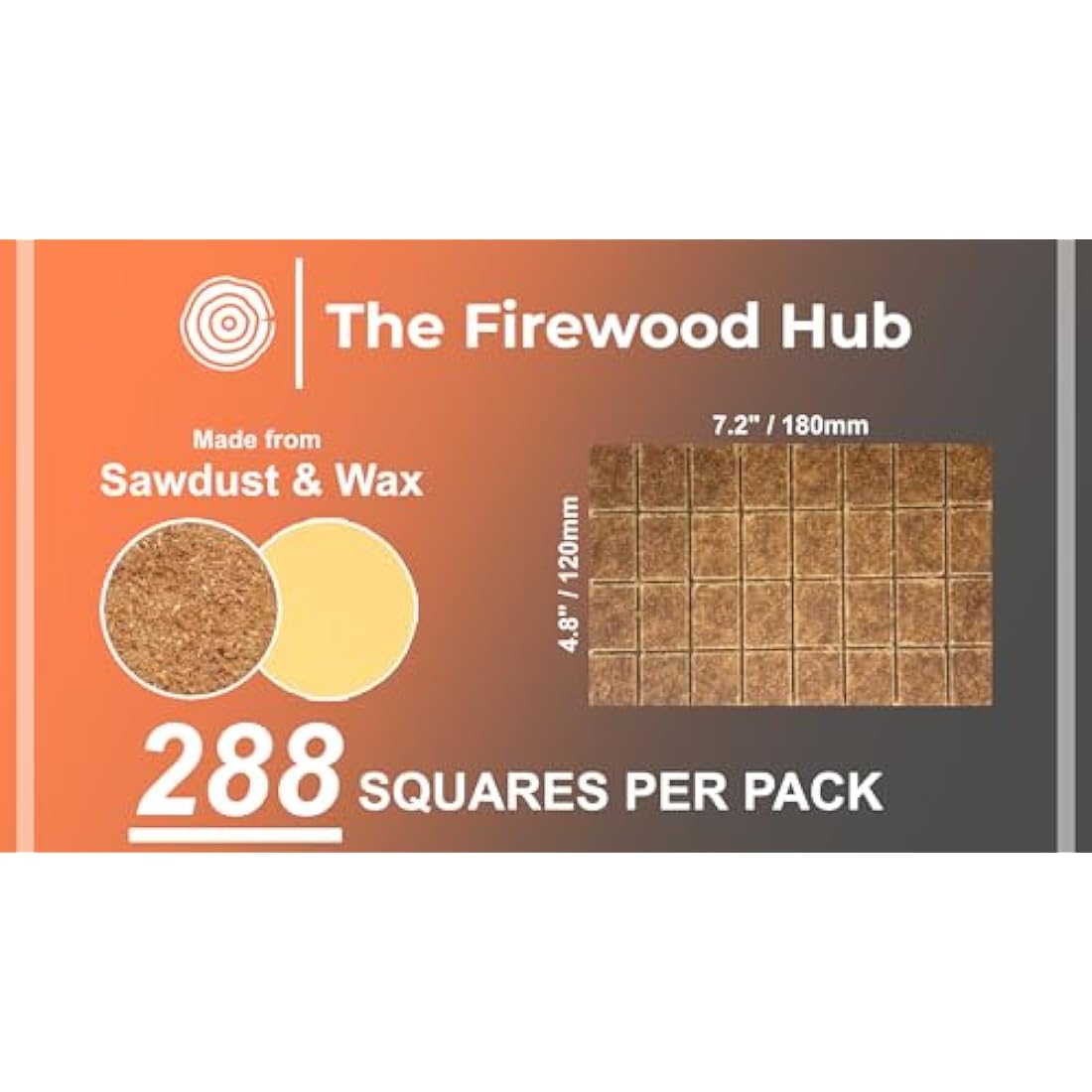 Fire Lighters - 288 Pack Natural Firelighters Made from Wood Fibre and Wax - Long Burn Time Up to 10 Minutes - Ideal Fire lighters for Wood Burners, Camping, Fireplaces, and BBQ
