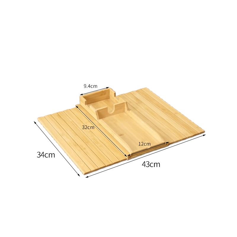 Uwenkjie Natural bamboo sofa armrest tray, three in one pull-out and detachable sofa cup holder, armrest table with anti slip pad