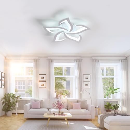 Comely Ceiling Lights Bedroom, LED Ceiling Lights 60W 6750LM, Cool White 6500K, Acrylic Petal Design Mordern Ceiling Lighting for Living Room Bedroom (Dia 60cm)
