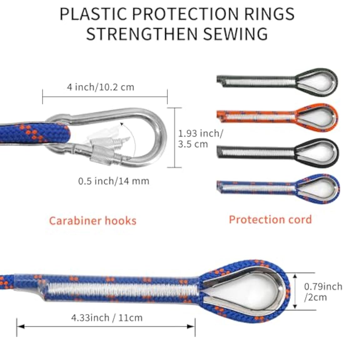 NewDoar 14KN Static Climbing Rope 8mm Accessory Cord Equipment 33FT(10M) 66FT(20M) 98FT(30M) 165FT(50M) Escape Rope with 2 Carabiners for Ice Climbing Fire Rescue Rope Safety Rope