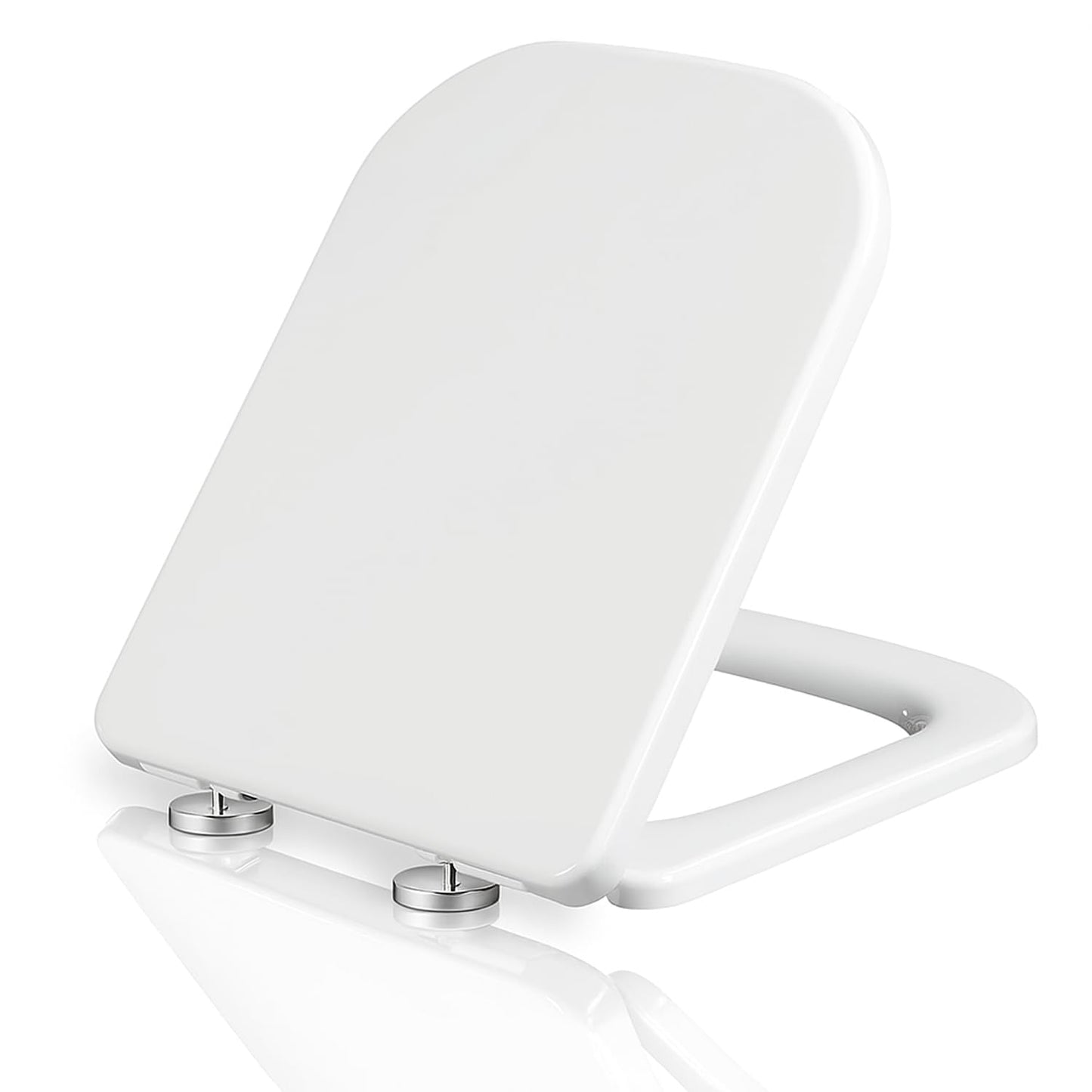 Mass Dynamic Square Toilet Seat with Soft Close Top Fix Toilet Seats with One Button Quick Release Cleaning for Better Hygiene, Rectangle Loo Seat