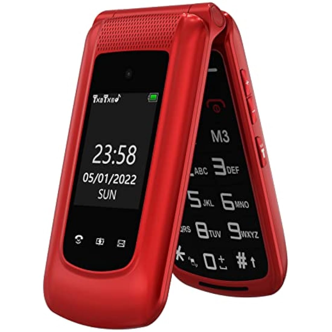Senior Mobile Phone with Big Buttons, GSM Sim Free Unlocked Basic Cell Phones Easy to Use, Flip Phone with Dual Color Display | SOS Button | FM Radio | Torch |1000mAh Battery | Speed Dial (Red)