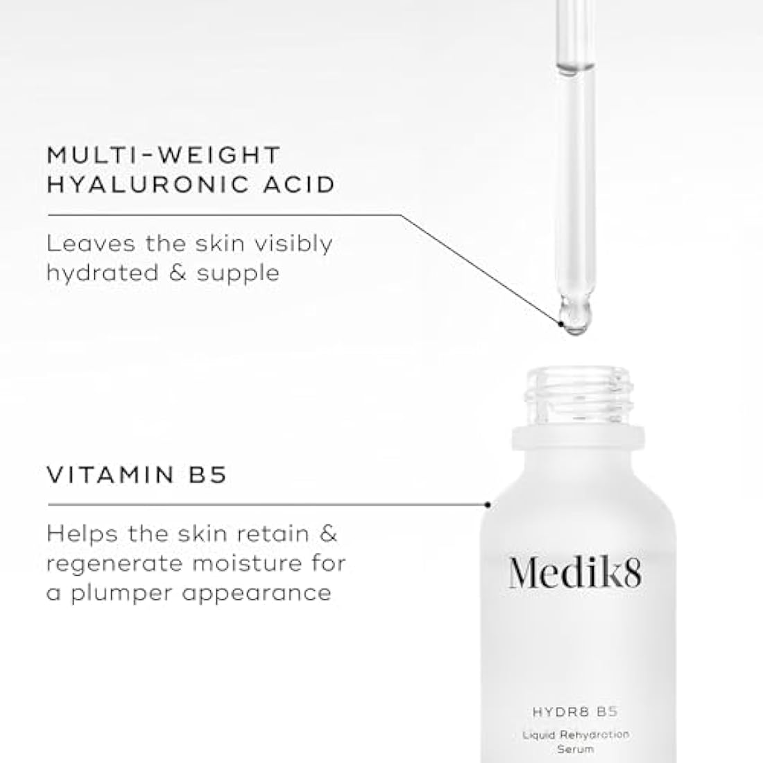 Medik8 Hydr8 B5 - Liquid Rehydration Serum With Hyaluronic Acid - Replenishes, Smooths & Plumps Skin - Ideal For Normal to Sensitive Skin Types - 30ml