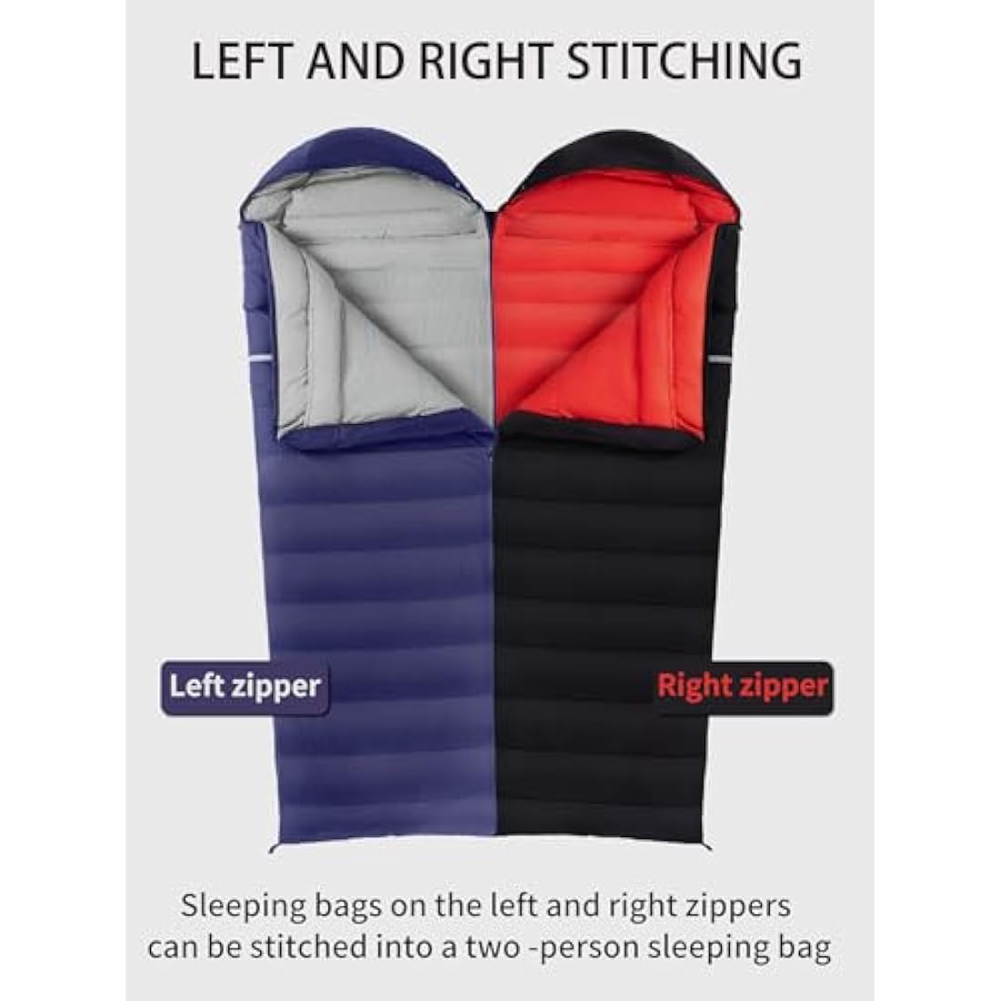QEZER Down Sleeping Bag,Lightweight Rectangular Winter Sleeping Bag [1180g/1860g] for Adults and Kids 4 Season Camping, Hiking,Warehouse and Moutaineering Outdoor