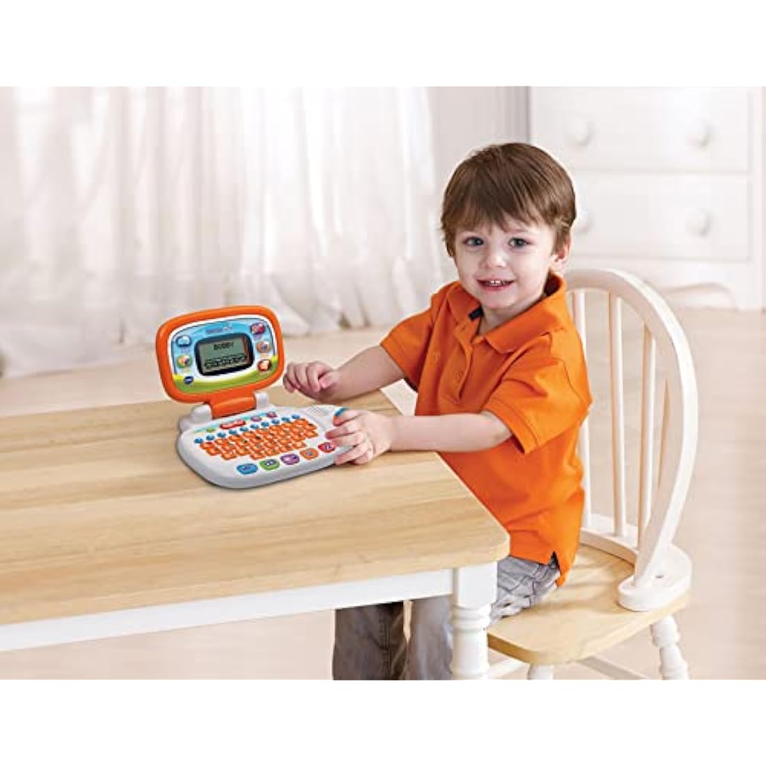 VTech 155403 Pre School Laptop Interactive Educational Kids Computer Toy with 30 Activities Suitable for Children 3, 4, 5+ Year Olds Boys & Girls, White/Orange