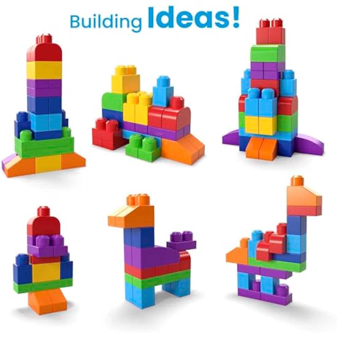 MEGA BLOKS Big Building Bag building set with 60 big and colorful building blocks, and 1 storage bag, toy gift set for ages 1 and up, DCH55