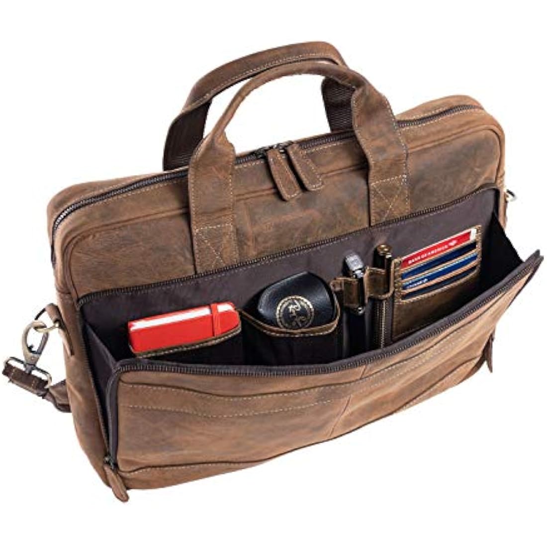KomalC 16 Inch Leather briefcases Laptop Messenger Bags for Men and Women Best Office Satchel Bag