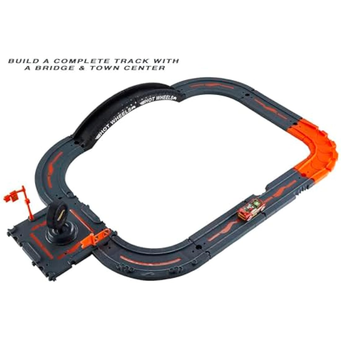Hot Wheels City Track Pack, 10 Piece Set Includes Track Base & Various Track Pieces to Build a Cityscape, with 1 Hot Wheels Car, Connects to Other Sets, Gift for Kids 4 Years & Up, HDN95