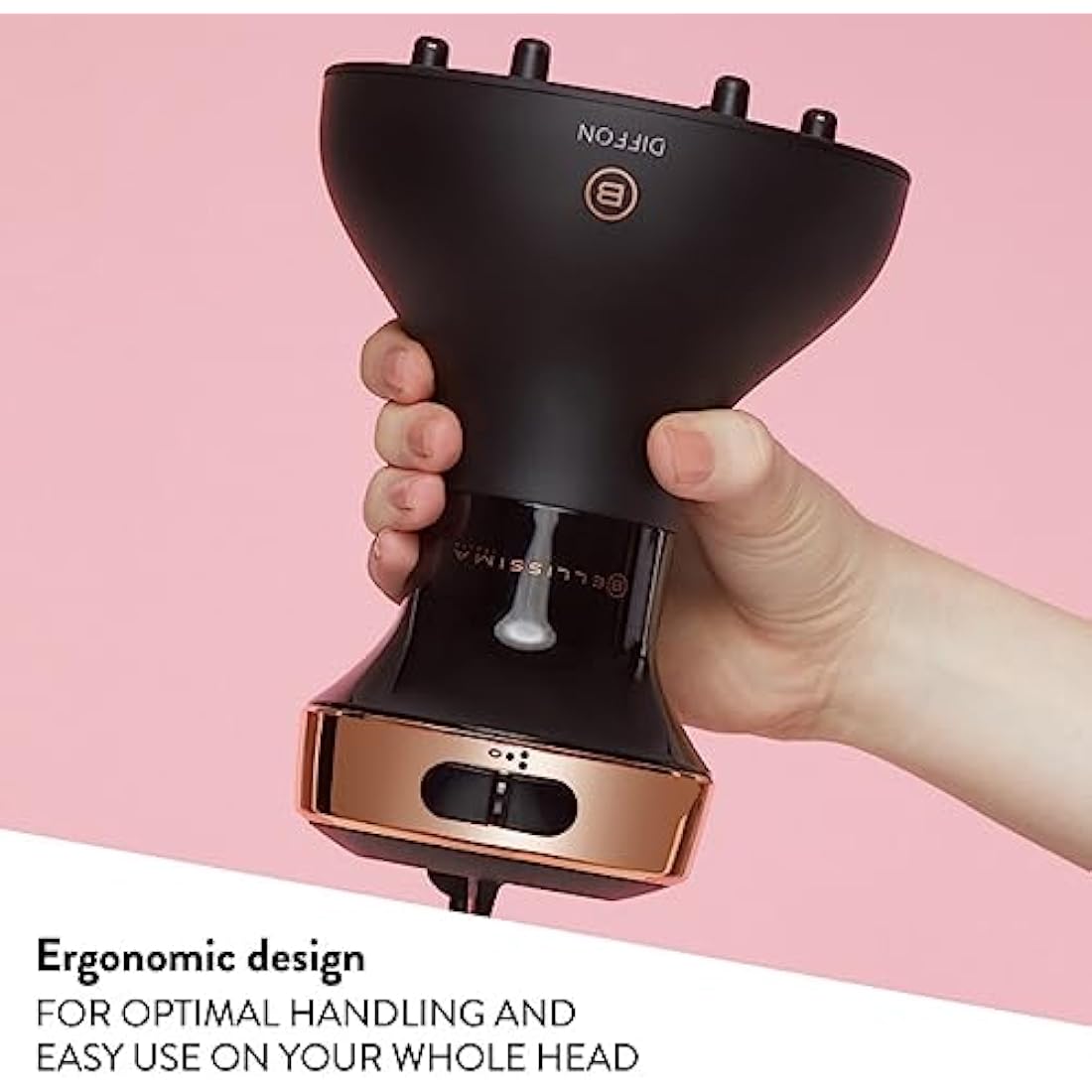 Bellissima Diffon - Diffuser Hairdryer for Curly Hair, Ceramic, Argon Oil Technology, No Accessories Needed, Gentle Heat Technology for Frizz-Free Curls, 700 Watts