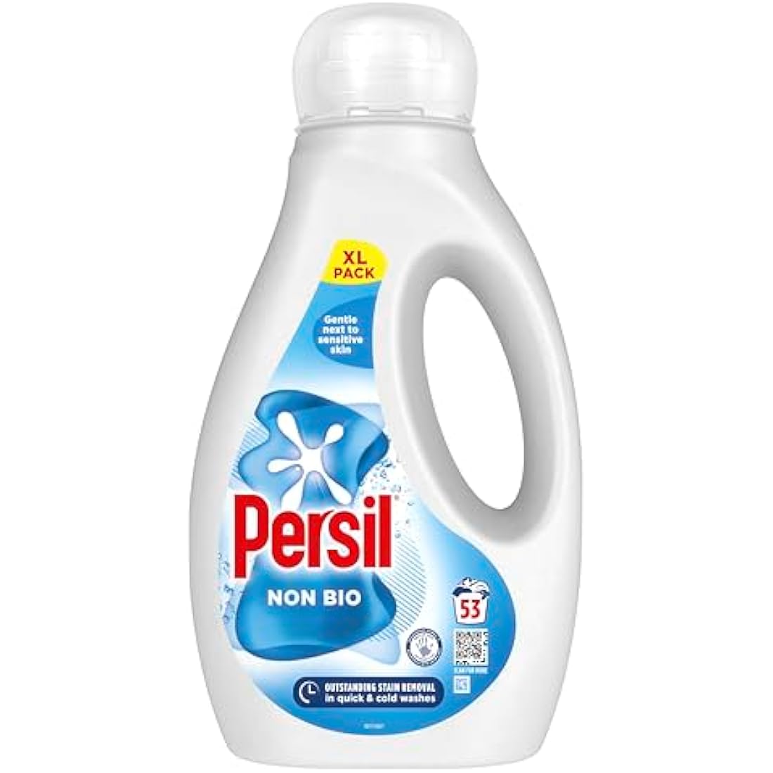Persil Non Bio Laundry Washing Liquid Detergent outstanding stain removal in quick & cold washes tough on stains, gentle next to sensitive skin 53 washes (1.431 L)