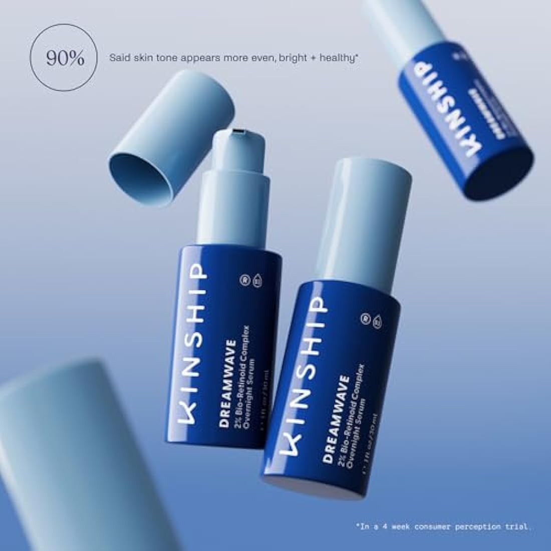 Kinship Dreamwave 2% Bio-Retinoid Overnight Renewal Serum - Retinol for Sensitive Skin - Smooth Wrinkles - Anti-Aging Niacinamide + Tranexamic Acid - Brighten, Moisturize, Reduce Redness (1 Oz)