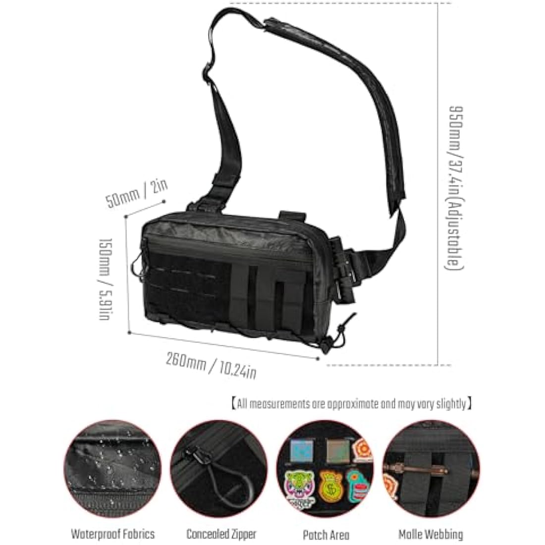 TACTICAL_GEEK Cache L3 EDC Sling Bag, Lightweight Nylon Shoulder Daypack, Crossbody Bag, Hiking Ambidextrous Strap, Travel Hiking Concealed Carry, Chest Backpack Casual Shoulder for Daily