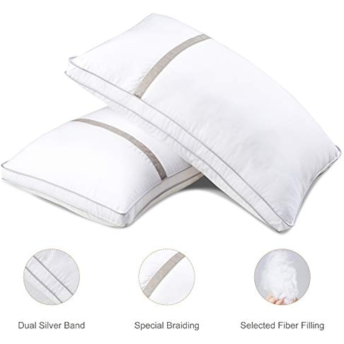 BedStory 4 Pack Sleeping Pillows, Hotel Pillow Down Alternative Dust Mite Resistant & Hypoallergenic, Standard Size Bed Pillow for Neck/Shoulder Pain/Allergy Sufferers and Back/Stomach/Side Sleepers