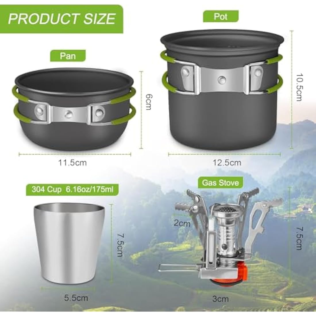 AUTOPkio Camping Cooking Set, Outdoor Camping Pans Pots and Stove - Non Stick Folding Cookware Kit for BBQ Picnic Hiking Backpacking Travel 1-2 Person Use