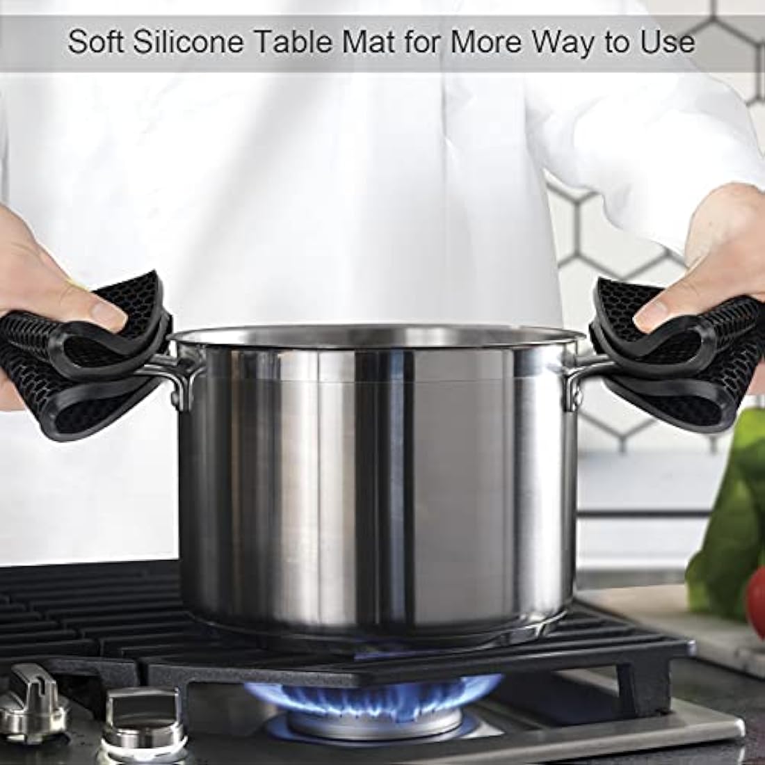 Philorn Silicone Glove Waterproof Heat Resistant Oven Mitts Non-slip with 2 Insulation Pads Long Cotton Cuffs BBQ Baking Smoking Potholders (Black)