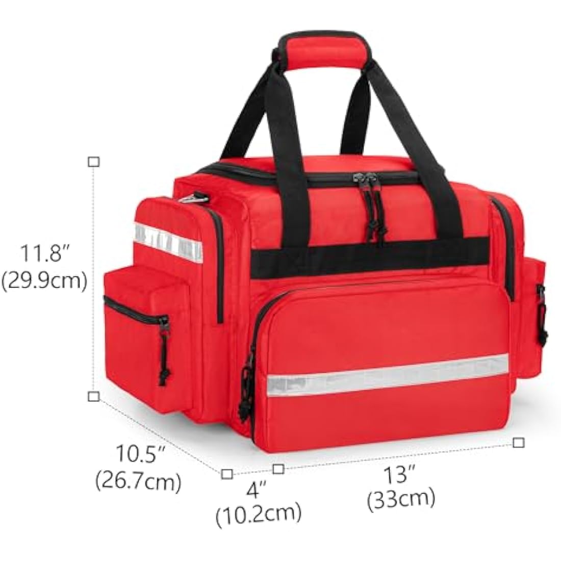 Damero Emergency Bag Empty, Large Medical Trauma Bag, Professional First Responder Bag with Multiple Pockets for Medical Supplies, Red