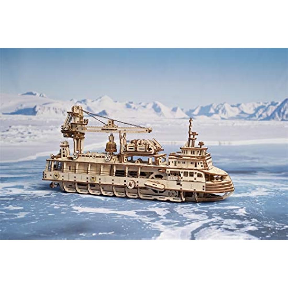 UGEARS Research Vessel 3D Puzzle - Ship Wooden Model Kits for Adults to Build - Self-Propelled Maritime Explorer with Working Crane- 3D Wooden Puzzles for Adults Gifts for Fathers Day - 575 Pcs