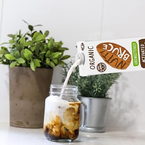 Nutty Bruce - Unsweetened Activated Almond Milk - Certified Organic & Vegan Alternative Milk, No Preservatives, Colours or Added Oils, Lactose Free, Dairy Free, Soy Free - 6 pack x 1L