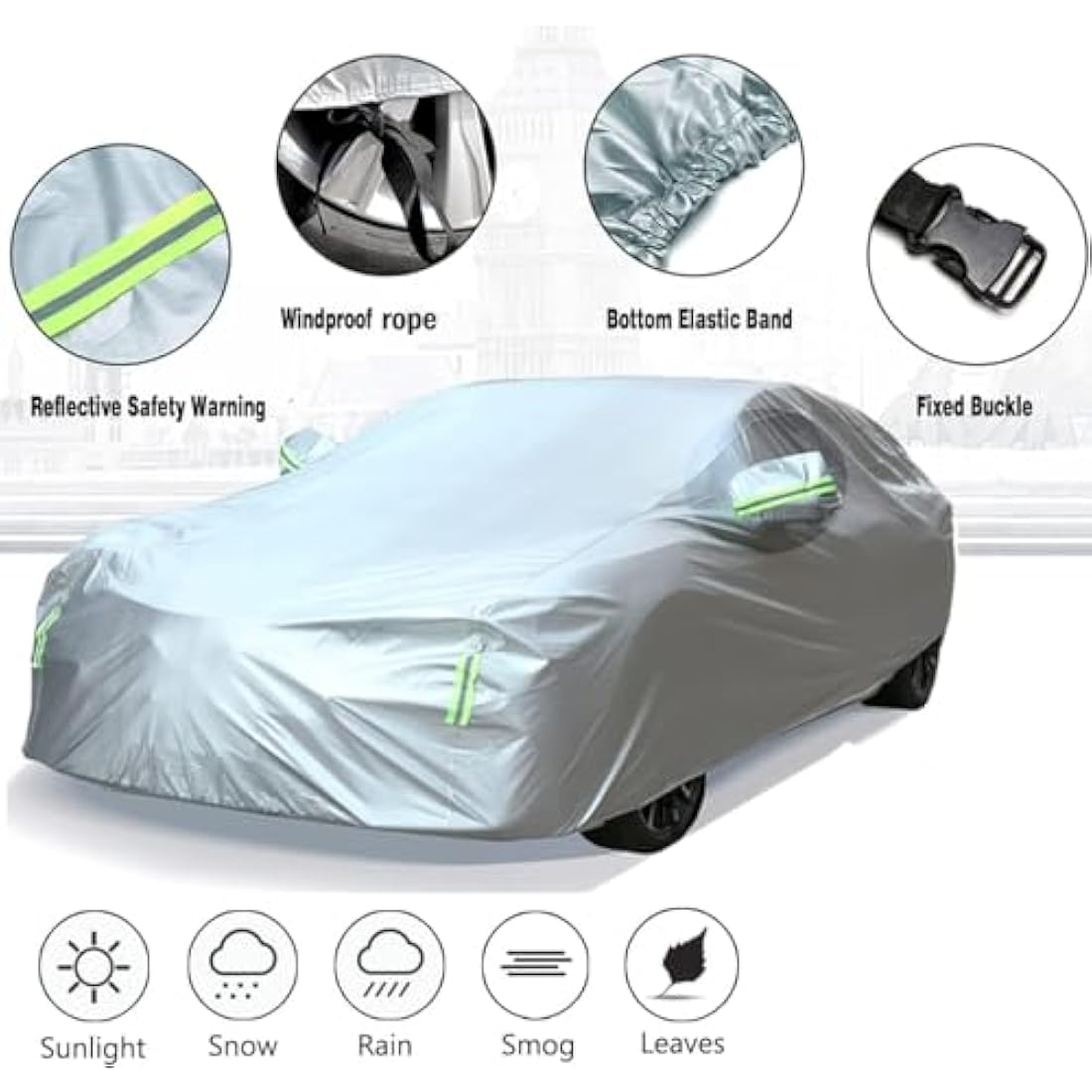 BEXITA Car Cover Waterproof Outdoor All Weather Windproof Snowproof UV Protection Full Car Covers Fit for Saloon; Size XL: MAX 201in/510cm