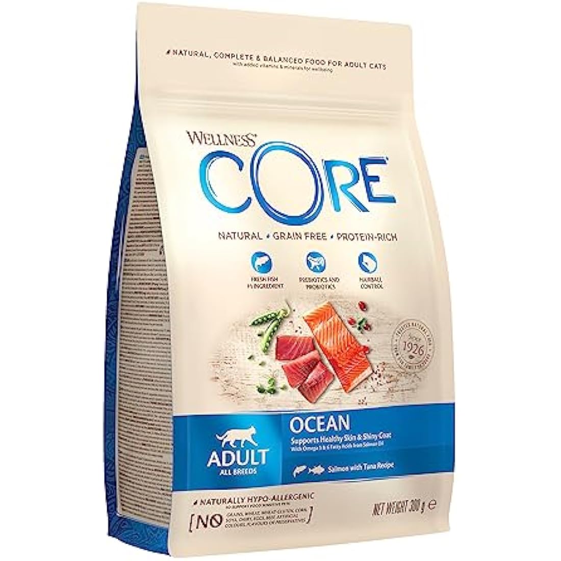 Wellness CORE Adult Ocean, 300g, Salmon & Tuna, Dry Cat Food for All Cats, Grain-Free, High Fish Content, Protein-Rich, Supports Healthy Skin & Shiny Coat