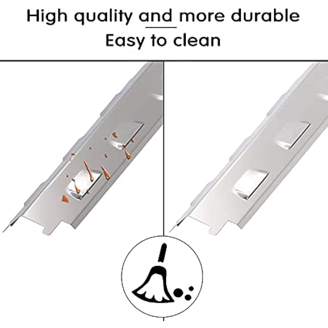 GFTIME 37CM Heat Plate for Charbroil, Kenmore, Nexgrill, Thermos, Master Forge, Uniflame 750, Savor Pro, stainless steel Heat Shield, Flame Tamer spare parts for Most Gas Grill, 4 Pack