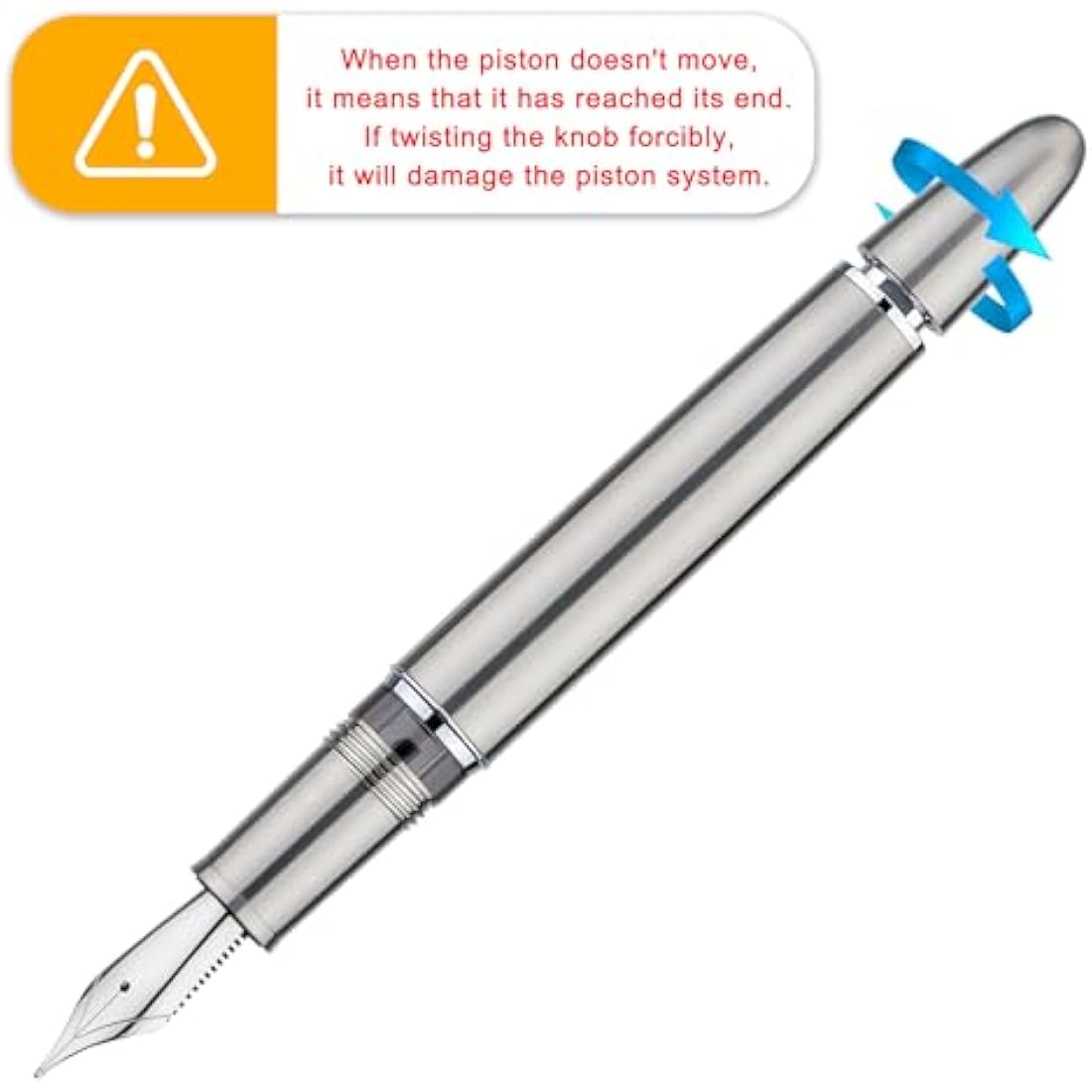 Asvine J16 Brushed Titanium Fountain Pen Fine Jowo Nib Piston Filling, Ink Window, Wrench & Box