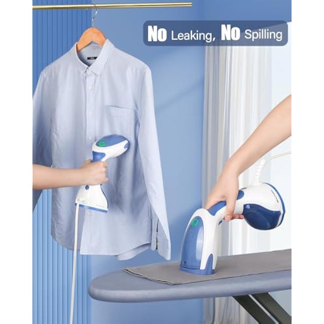 BEAUTURAL Clothes Steamer, Portable Handheld Garment Fabric Wrinkles Remover, 30-Second Fast Heat-up, Auto-Off, Large Detachable Water Tank, Dark Blue