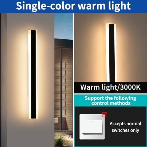 Modern 120cm Outdoor Wall Light, 2pack 42W 3000k Warm White LED Outdoor Long Wall Light, Acrylic IP65 Waterproof Wall Mounted Fixture for Corridor, Villa, Balcony, Patio