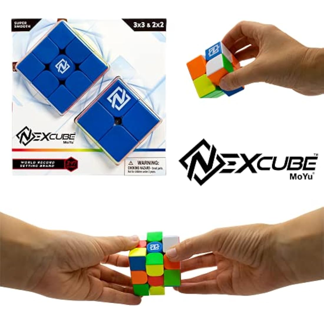 Nexcube 3x3 + 2x2 - The World-Record Holding Speed Cube! | Super Smooth 3x3 Speed Cube | Includes 2x2 Practice Cube | Brain Teaser Puzzles for Adults and Kids | Ages 8+