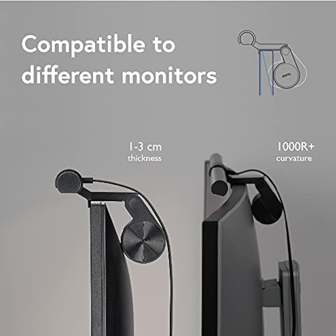 BenQ ScreenBar Monitor Light LED Light Bar with Auto Dimming, Stepless Hue Adjustment & Touch Control, Space Saving Home Office Lamp, Eye Caring, No Screen Glare, Matte Black Daylight LED Lamp