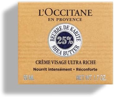 L'OCCITANE Shea Ultra Rich Comforting Face Cream 50ml, Enriched with 25% Shea Butter, Vegan & 97% Readily Biodegradable, Clean & Premium Beauty Skincare for All Skin Types, 72 Hour Moisturisation