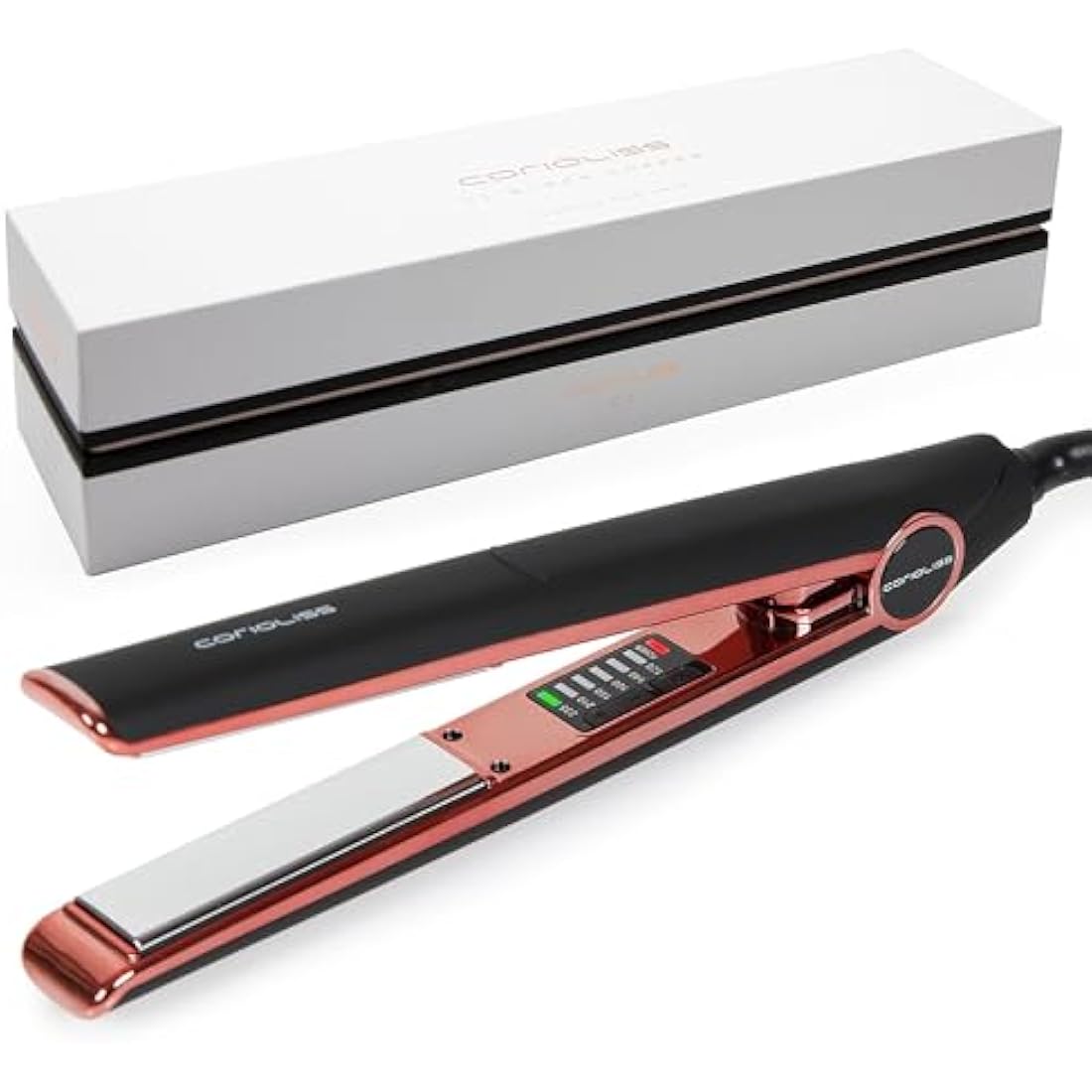 Corioliss C1 Hair Straightener for Women | Professional Titanium Plates | Ionic Flat Iron | Temperature Control 120°C to 235°C | Straightening and Waves | Travel Case | UK Plug | Black Copper