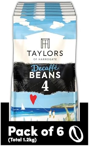 Taylors of Harrogate Decaffe Coffee Beans 200 g (Pack of 6 - Total 1.2kg)