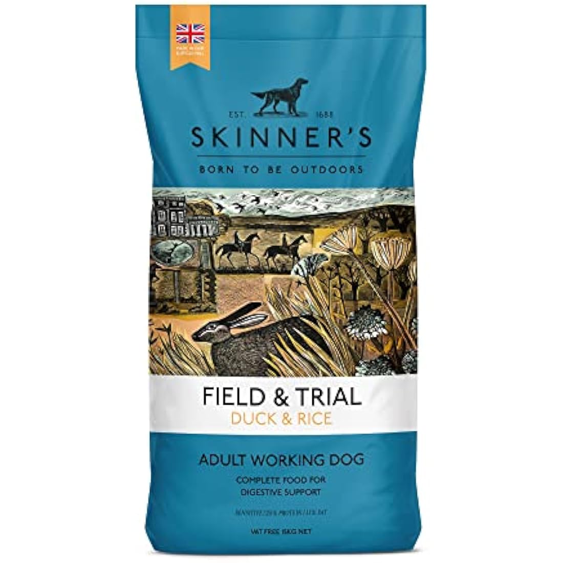 Skinner’s Field & Trial Duck & Rice – Complete Dry Adult Dog Food, Sensitive, Hypoallergenic, For Active Dogs, 15kg