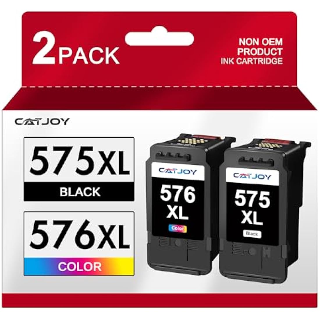 CATJOY PG-575XL CL-576XL Ink Cartridges，575XL 576XL Printer Cartridges Replacement for Canon 575 576 Ink Cartridges for Canon PIXMA TS3550i TR4750i TR4755i TS3750i TR4751i Printer (1*Black, 1*Colour)