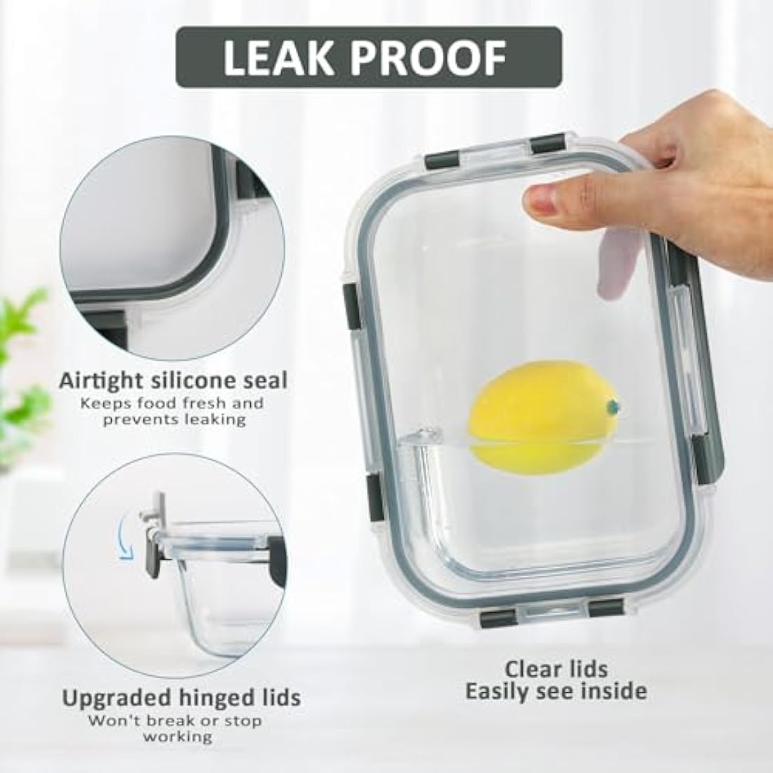 [10-Pack]Glass Meal Prep Containers -MCIRCO Food Storage Containers with Lifetime Lasting Snap Locking Lids, Airtight Lunch Containers, Microwave, Oven, Freezer and Dishwasher