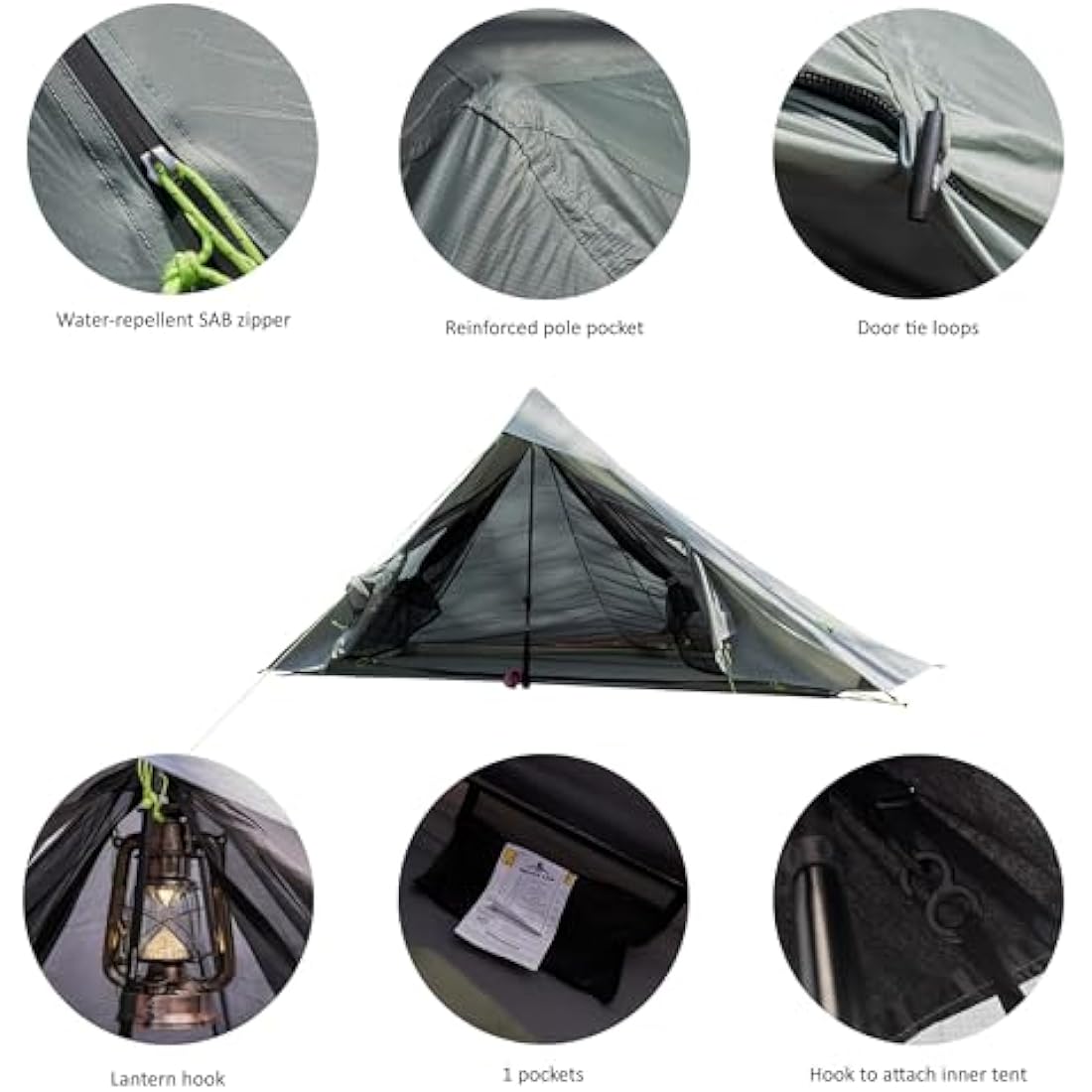 Nature Link Altair One Ultralight Trekking Pole Backpacking Tent, Waterproof SIL Nylon, Double Wall, 3 Season, 1 Person Shelter for Backpacking, Hiking, Camping, Trekking, Bushcraft